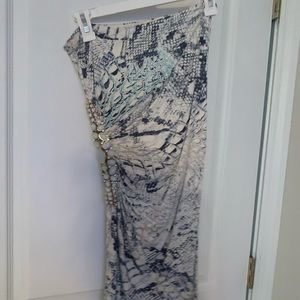 Snake print strapless dress